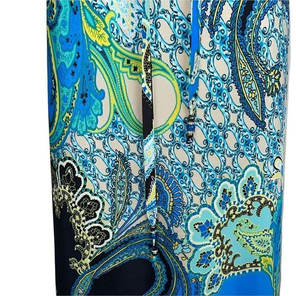 Caché Halter Multi Colored Maxi Dress Beaded Adjustable Ties Long Sexy Size XS - Picture 4 of 6